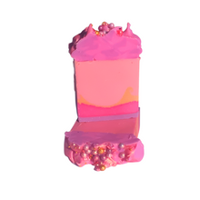 Load image into Gallery viewer, Raspberry Vanilla Sparkle Frosted Soap Bar
