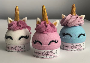 Unicorn Bath Bomb with Fizzy Frosting with Surprise Prize